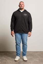 BadRhino Big & Tall Black Scripted Zip Through Hoodie | BadRhino 2