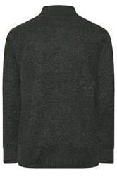 D555 Big & Tall Charcoal Grey Marl Zip Through Knitted Jumper | BadRhino 2