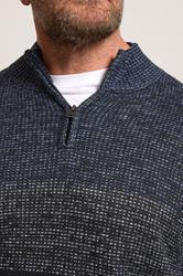 BadRhino Big & Tall Navy Blue Colour Block Quarter Zip Jumper | BadRhino 4