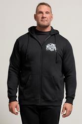BadRhino Big & Tall Black Skull Military Zip Through Hoodie | BadRhino 1