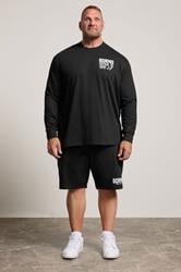 BDRNO Big & Tall Black Printed Long Sleeve T-Shirt | BadRhino 1