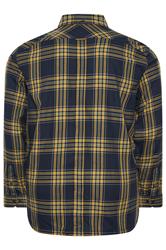 BEN SHERMAN Big & Tall Navy Blue & Yellow Check Shirt | BadRhino 2