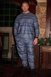 BadRhino Big & Tall Navy Blue Fairisle Pyjama Set | BadRhino 1