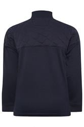 D555 Big & Tall Navy Blue Quilted Quarter Zip Sweatshirt | BadRhino 2