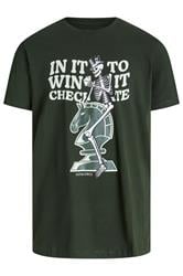 JACK & JONES Big & Tall Duffel Green Chess Graphic T-Shirt | BadRhino 3