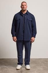 BadRhino Big & Tall Navy Blue Textured Jersey Shacket | BadRhino 2