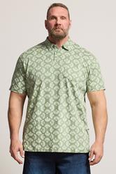 KAM Big & Tall Sage Green Floral Print Polo Shirt | BadRhino 3