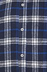 BadRhino Big & Tall White & Navy Blue Brushed Checked Shirt | BadRhino 5