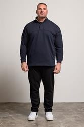 BadRhino Big & Tall Navy Blue Diamond Quilted Quarter Zip Sweatshirt | BadRhino 2