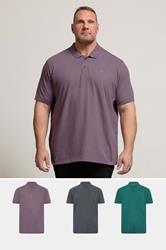BadRhino Big & Tall 3 PACK Green & Plum Purple Polo Shirts | BadRhino 1