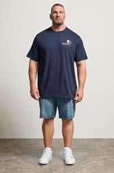 BadRhino Big & Tall Navy Blue Extra Long 'Palm Beach Club' Graphic T-Shirt | BadRhino 1