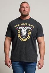 BadRhino Big & Tall Black Acid Wash Printed 'Yellowstone' T-Shirt | BadRhino 1