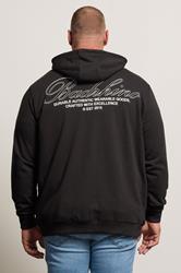 BadRhino Big & Tall Black Scripted Zip Through Hoodie | BadRhino 4