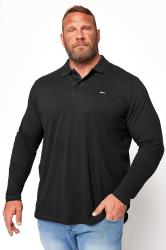 Black long sleeve polo shirt with red outlet horse