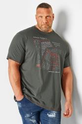 D555 Big & Tall Khaki Green NYC Map Printed T-Shirt | BadRhino 1