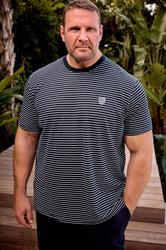 BadRhino Big & Tall Navy Blue Stripe Pique T-Shirt | BadRhino 3