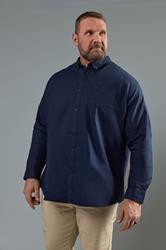 BadRhino Big & Tall Navy Blue Long Sleeve Oxford Shirt | BadRhino 3