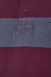 KAM Indigo Blue Striped Long Sleeve Rugby Polo Shirt | BadRhino 3