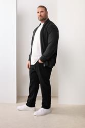 BadRhino Big & Tall Black Ribbed Zip Through Knitted Jumper | BadRhino 3