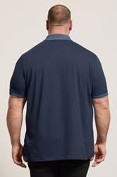 BadRhino Big & Tall Navy Blue Pocket Jacquard Polo Shirt | BadRhino 4