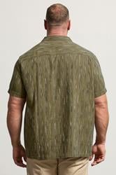 BadRhino Big & Tall Khaki Green Knitted Detail Revere Shirt | BadRhino 2