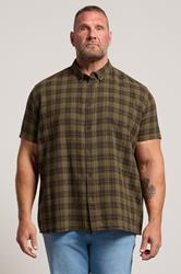 BadRhino Big & Tall Brown Check Stripe Short Sleeve Shirt | BadRhino 3