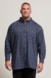 KAM Big & Tall Navy Blue Floral Shirt | BadRhino 1