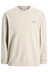 JACK & JONES Big & Tall Moonbeam White Printed Crew Neck Sweatshirt