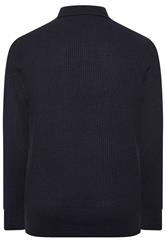BadRhino Big & Tall Navy Blue Chunky Knit Collared Jumper | BadRhino 2
