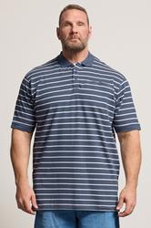 KAM Big & Tall Vintage Indigo Blue Stripe Print Polo Shirt | BadRhino 3