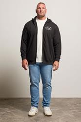 BadRhino Big & Tall Black Scripted Zip Through Hoodie | BadRhino 3