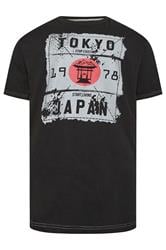 KAM Big & Tall Black Tokyo Print T-Shirt | BadRhino 2