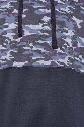 KAM Big & Tall Navy Blue Camo Colour Block Hoodie | BadRhino 2