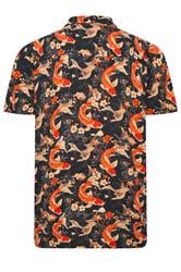 JACK & JONES Big & Tall Brown Fish Print Resort Shirt | Badrhino 2