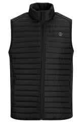 JACK & JONES Big & Tall Black Logo Print Padded Gilet