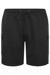 D555 Big & Tall Black Elastic Waist Cargo Shorts