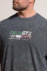 BadRhino Big & Tall Black Acid Wash 'Castrol' Graphic Vest | BadRhino 7