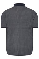 D555 Big & Tall Navy Blue Jacquard Polo Shirt | BadRhino 5