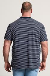 BadRhino Big & Tall Navy Blue Stripe Pique T-Shirt | BadRhino 4