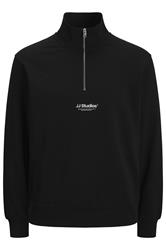 JACK & JONES Big & Tall Black JJ Studio Quarter Zip Sweatshirt | BadRhino 1