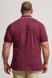 BadRhino Big & Tall Dark Red Essential Tipped Polo Shirt | BadRhino 3