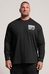 BDRNO Big & Tall Black Printed Long Sleeve T-Shirt | BadRhino 3