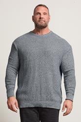 BadRhino Big & Tall Blue Crew Neck Knitted Jumper | BadRhino 1