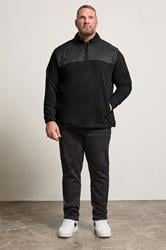 BadRhino Big & Tall Black Quarter Zip Quilted Fleece Jacket | BadRhino 1