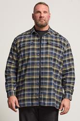 LYLE & SCOTT Big & Tall Blue & Green Brushed Cotton Check Shirt | BadRhino 1
