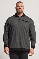 KAM Big & Tall Grey Sweat Long Sleeve Polo Shirt | BadRhino 1