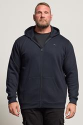 BadRhino Big & Tall Navy Blue Zip Through Hoodie | BadRhino 1