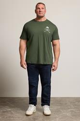  BadRhino Big & Tall Khaki Green Skull & Crossbones Graphic T-Shirt | BadRhino 3