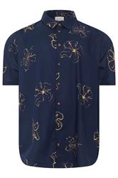 BEN SHERMAN Big & Tall Navy Blue Floral Print Shirt | BadRhino 2