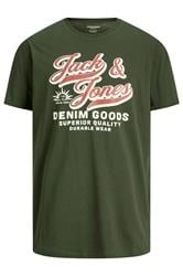 JACK & JONES Big & Tall Green Logo Chest Print T-Shirt | BadRhino 1